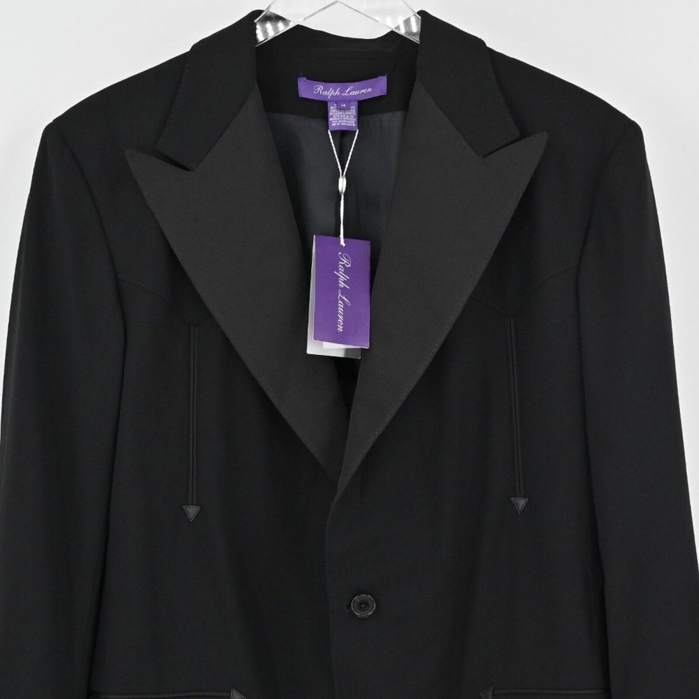 NEW RALPH LAUREN Purple Label Womens Black Wool Blazer Jacket Size 14 MSRP $2690 - Picture 2 of 10
